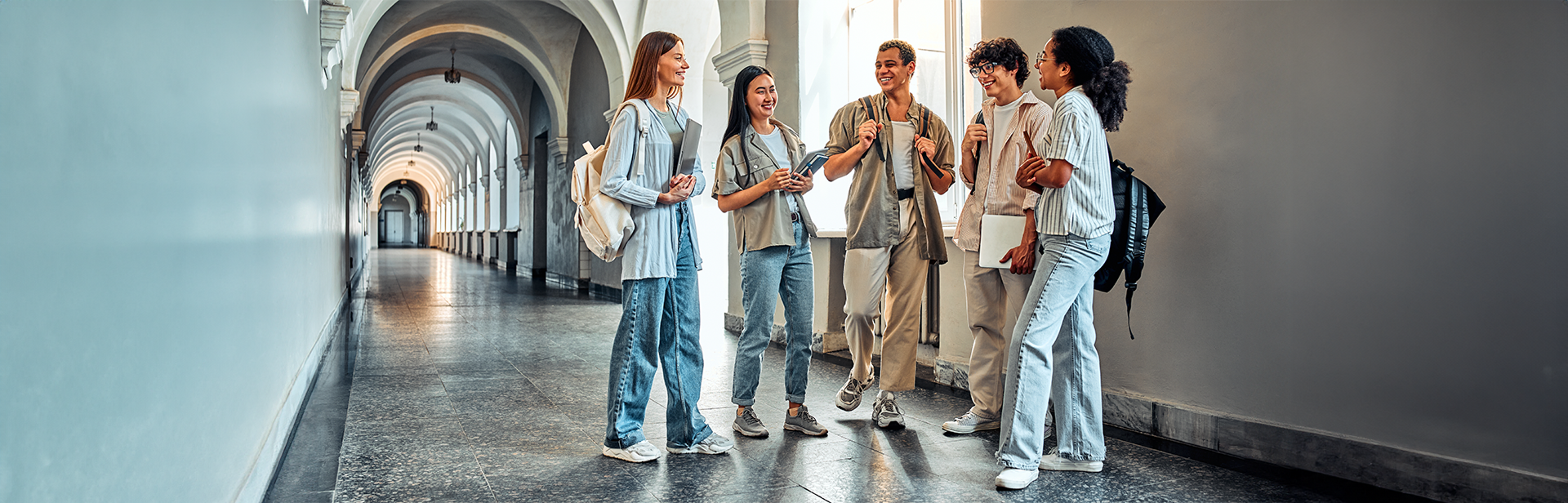 Students at university campus